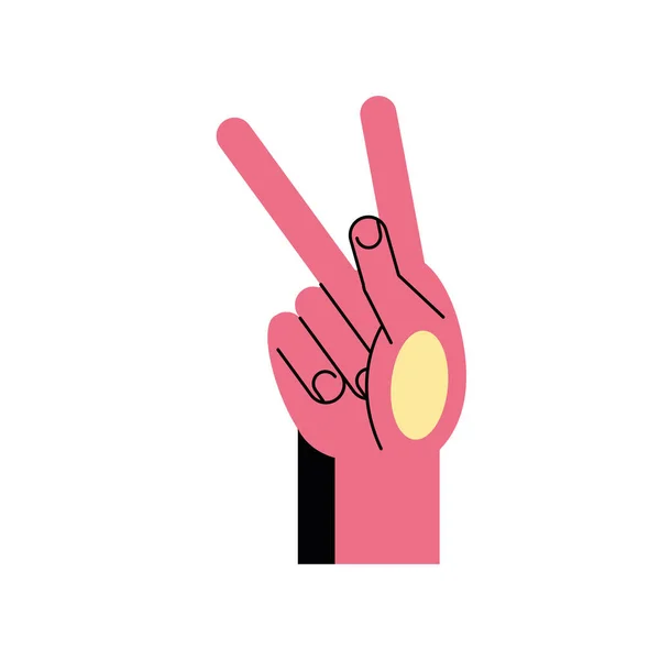 Lenguaje de señas de mano k línea y relleno icono de estilo diseño vectorial — Vector de stock