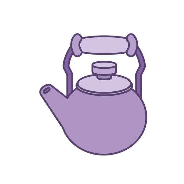 Linha de panela de chá e design de vetor ícone de estilo de preenchimento — Vetor de Stock