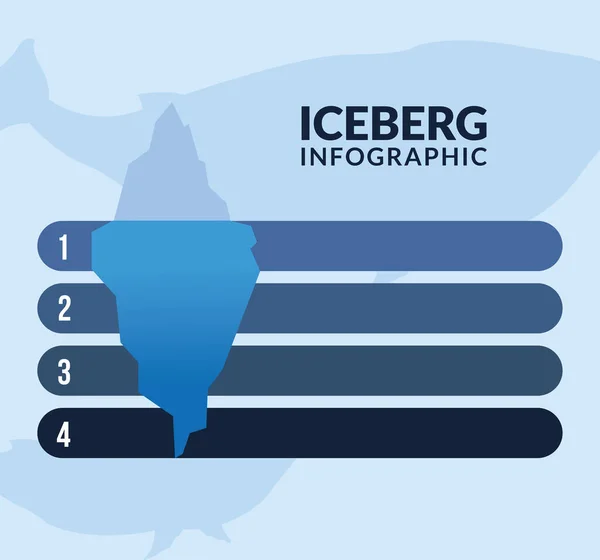 Iceberg infográfico 1 2 3 4 design de vetor ícone — Vetor de Stock