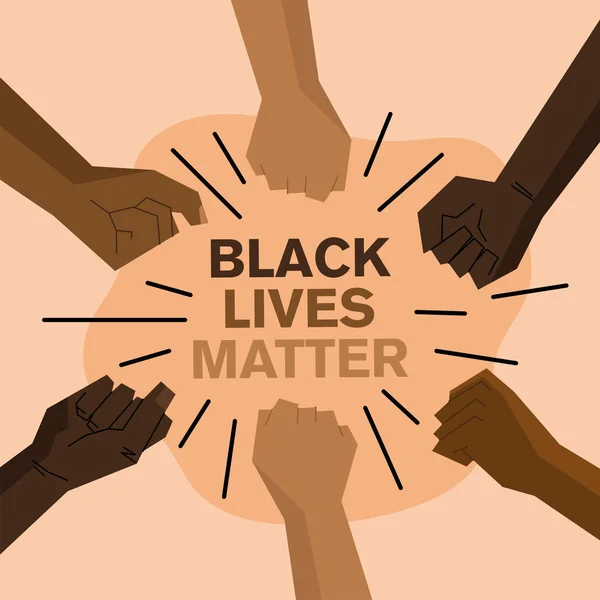Black lives matter with fists vector design — Stock Vector