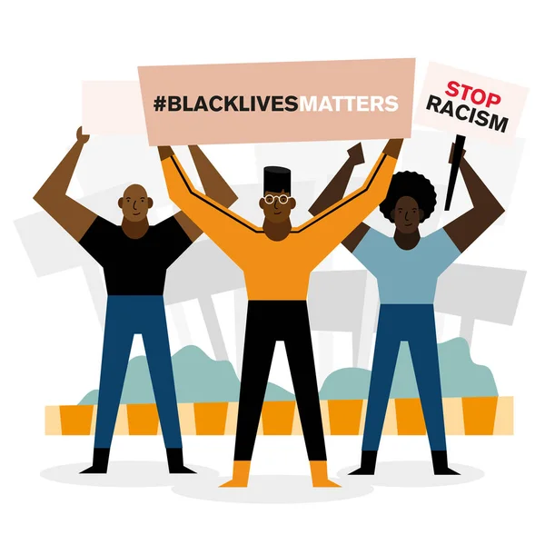 Black lives matter stop rasism banners and men vector design — Stockový vektor