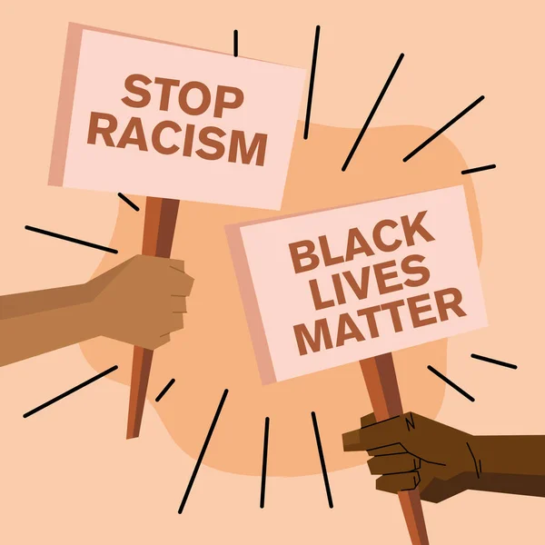 Black lives matter and stop racism banners vector design — Stock Vector