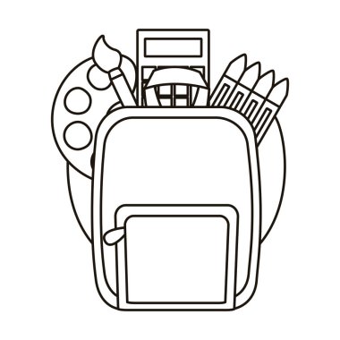 okul çantası ve okul malzemeleri malzeme hattı simgesi