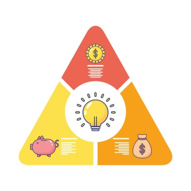 Piramit bilgi grafiklerindeki ampul düz biçim ikonu
