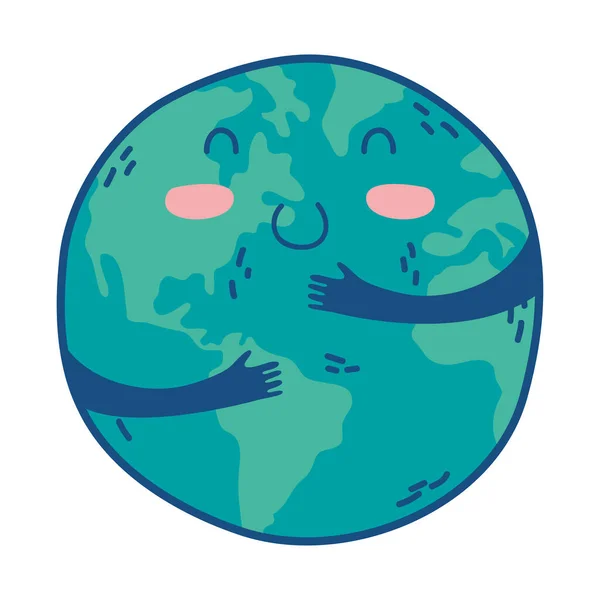Monde planète terre kawaii caractère — Image vectorielle