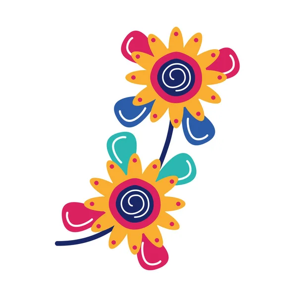 Beautiful sunflowers garden flat style icon — Stock Vector