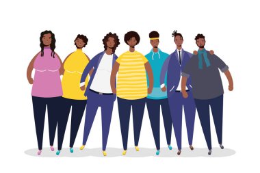 afro insan karakterleri grubu