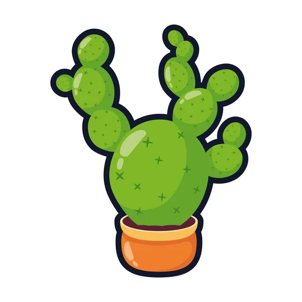 Planta mexicana de cactus en maceta de cerámica icono de estilo plano — Vector de stock