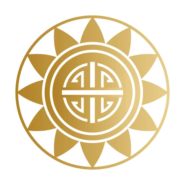 Kinesisk symbol stämpel guld vektor design — Stock vektor