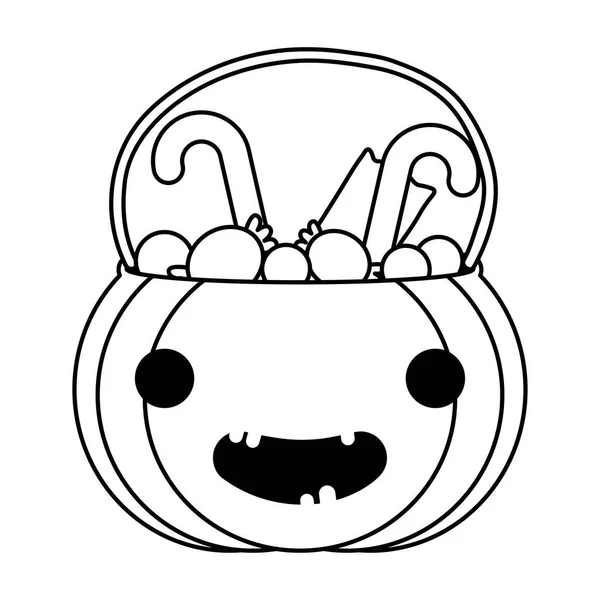 Citrouille d'Halloween avec icône de bonbons — Image vectorielle