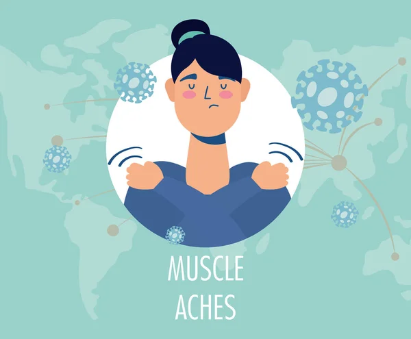 肌肉酸痛的妇女常表现出症状 — 图库矢量图片