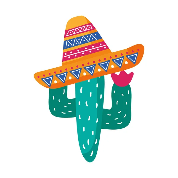 Кактус с традиционной мексиканской иконой плоской шляпы — стоковый вектор