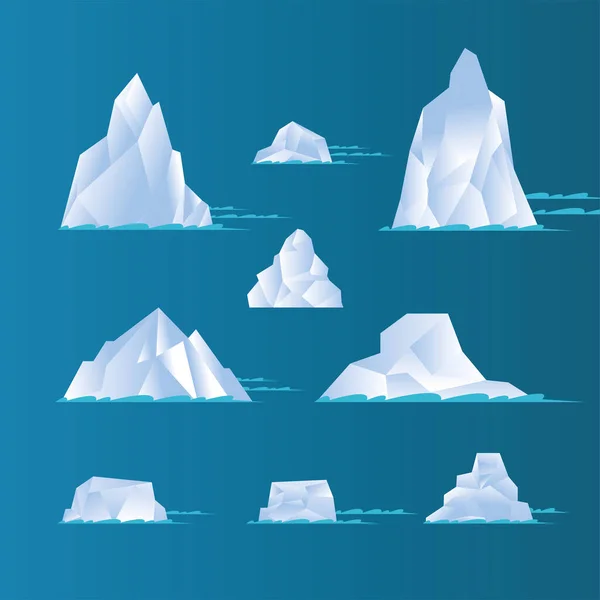 Icebergs brancos definir design vetorial — Vetor de Stock