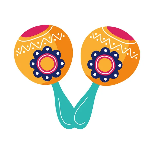 Maracas culture mexicaine icône de style plat — Image vectorielle