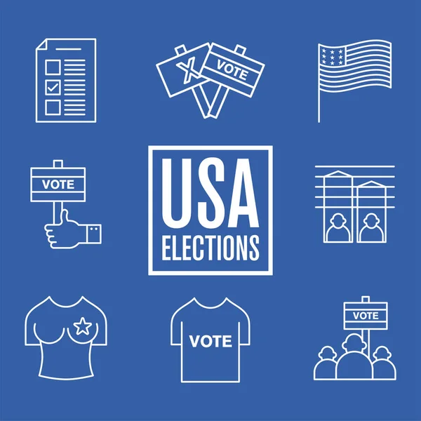 Usa选举和投票行风格图标矢量设计 — 图库矢量图片