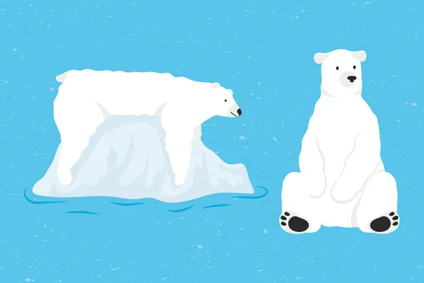 Айсберг блокирует арктическую сцену с белыми медведями — стоковый вектор