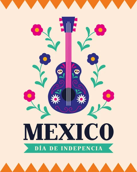 México dia de la independencia com design de vetor de guitarra —  Vetores de Stock