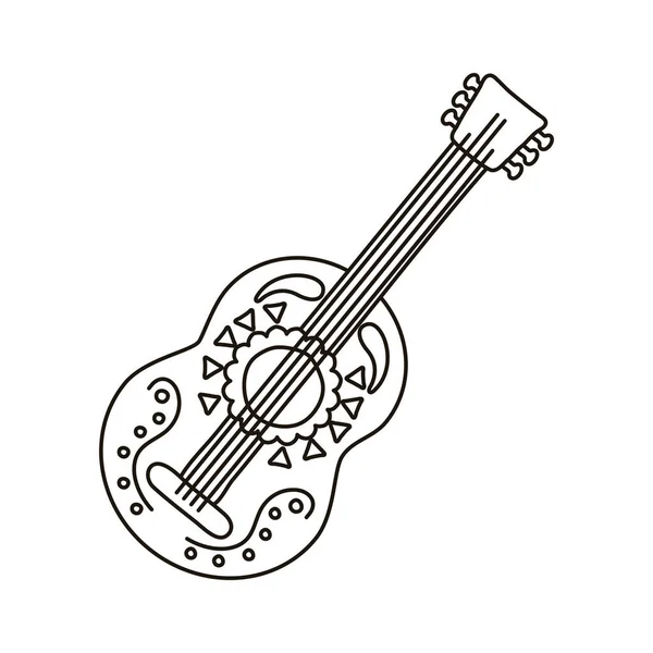 Icono de estilo de línea de instrumento de guitarra mexicana tradicional — Vector de stock