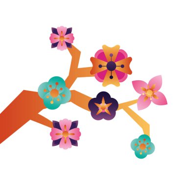 Çiçekli ağaç dalı doğa simgesi