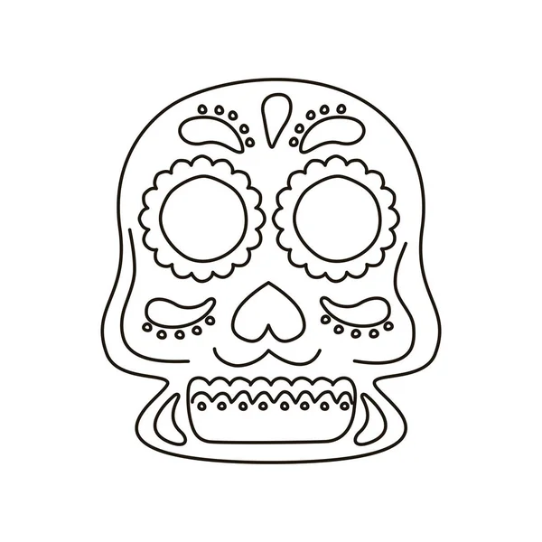 Tradicional icono de estilo de cabeza de calavera mexicana — Vector de stock