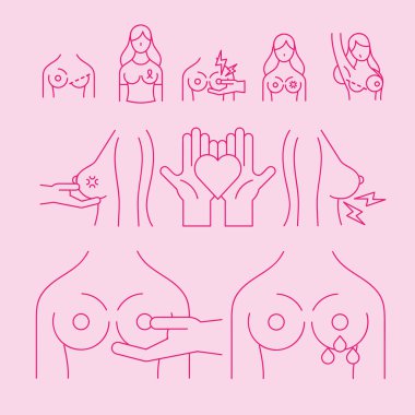 Göğüs kanseri çizgisi biçimi simge vektör tasarımı