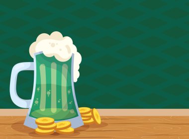 Aziz Patrick bira, yeşil kavanoz ve bozuklukları kutluyor.