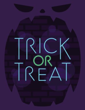 Cadılar bayramı şakası harfleri, balkabağı yüzlü neon ışığı.