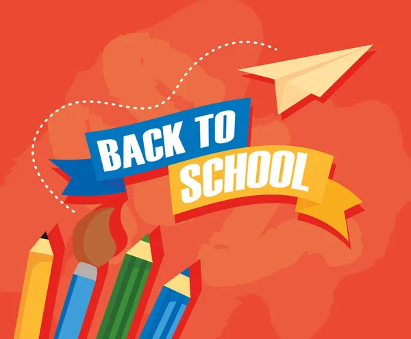 Back to school poster with — Stock Vector