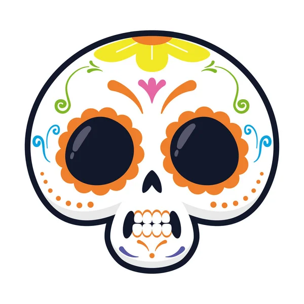 Cabeza de cráneo mexicano tradicional estilo plano — Vector de stock