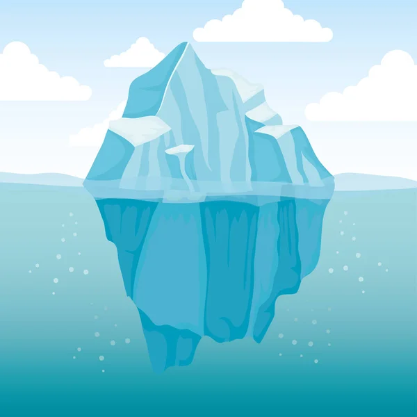 Iceberg bloco paisagem cena ártica — Vetor de Stock