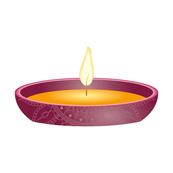 Candle fire hindu religion icon — Stock Vector