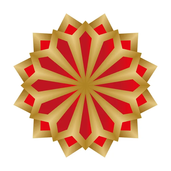 Mandala en diseño vectorial rojo y dorado en forma de flor — Vector de stock