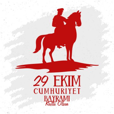 ekim bayrami, atlı askerle kutlama posteri.