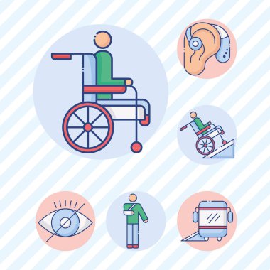 Tekerlekli sandalyedeki engelli kişi simgeleri ayarlar