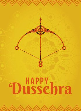 Mutlu dussehra ve ok ile sarı mandala arkaplan vektör tasarımı