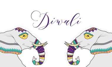 Mutlu diwali kutlamaları. Fillerle dolu mektuplar.