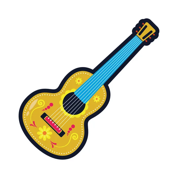 Instrumento de guitarra mexicana tradicional icono de estilo plano — Vector de stock