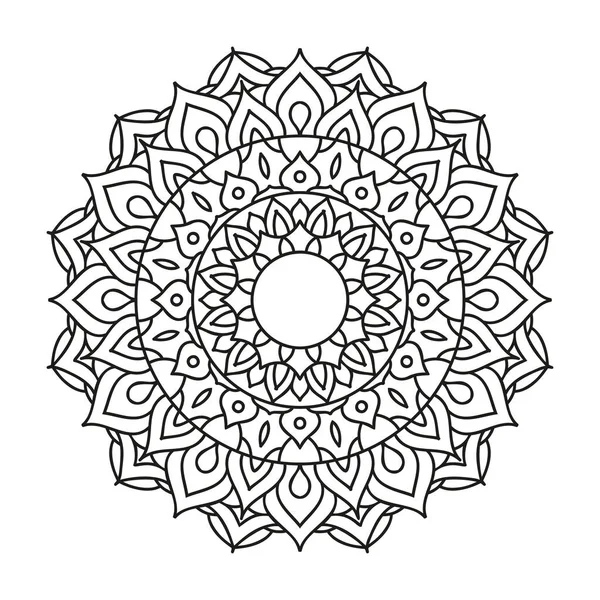 Mandala en diseño vectorial en forma de flor negra — Vector de stock