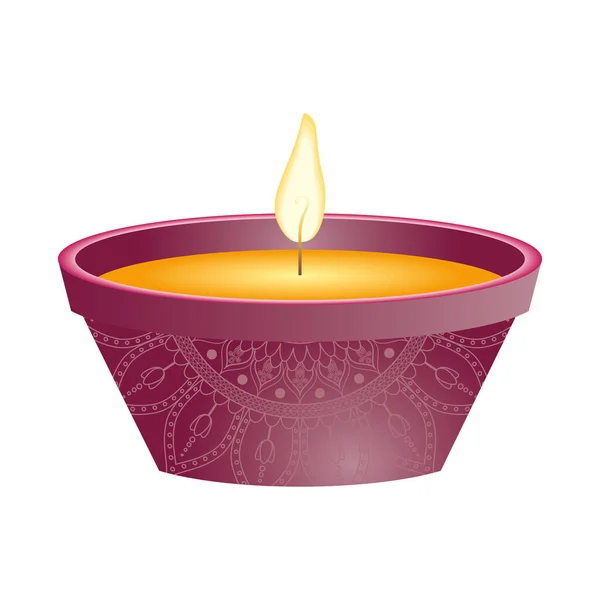 Svíčka oheň hinduistické náboženství ikona — Stockový vektor