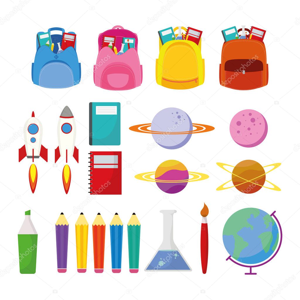 back to school season poster with set supplies