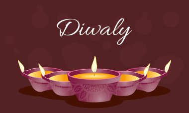 Kahverengi arka planda mumlarla birlikte mutlu bayramlar.