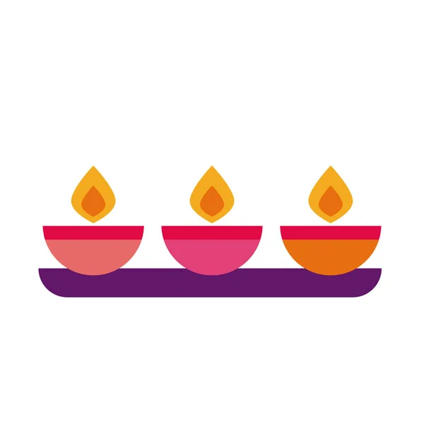 Velas diwali en estante icono de estilo plano — Vector de stock