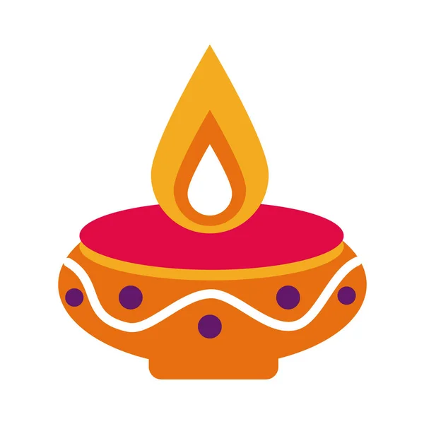 Bougie diwali icône de style plat — Image vectorielle