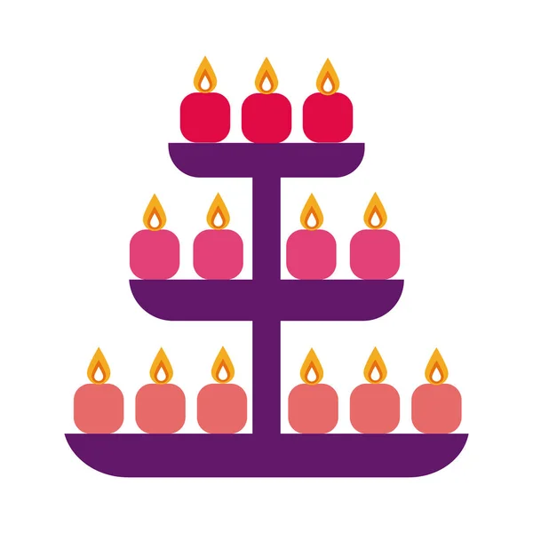 Diwali Kerzen im Regal flache Stil-Ikone — Stockvektor