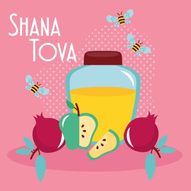 Ballı ve meyveli shana tova harfleri.