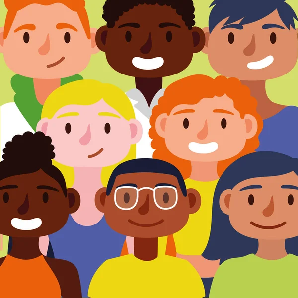 Crowd of people together Inclusion characters — Stock Vector