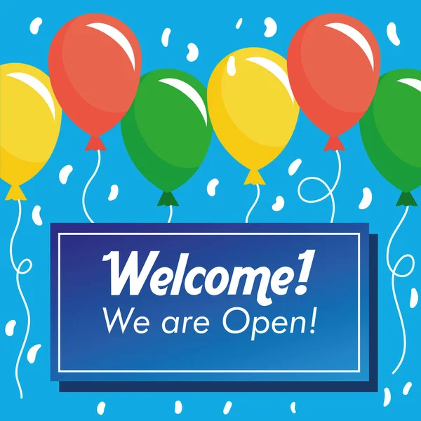Welcome back re opening banner with balloons helium — Stock Vector
