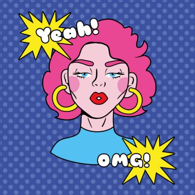 Pembe saçlı genç bir kadın pop sanatçısı.