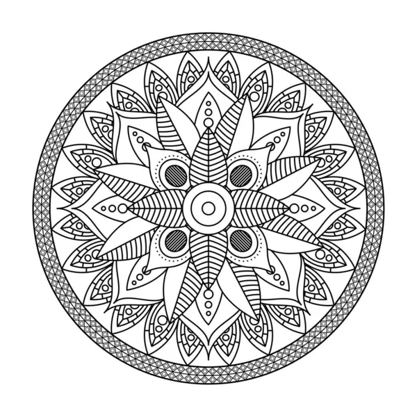 Decoración floral mandala diwali dibujado icono monocromo — Archivo Imágenes Vectoriales