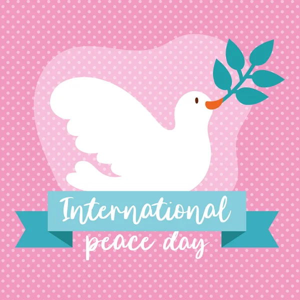 Carta del Día Internacional de la Paz con paloma y rama de olivo — Archivo Imágenes Vectoriales